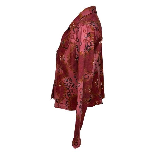 French Laundry burgundy print denim jacket size L - Picture 13 of 13